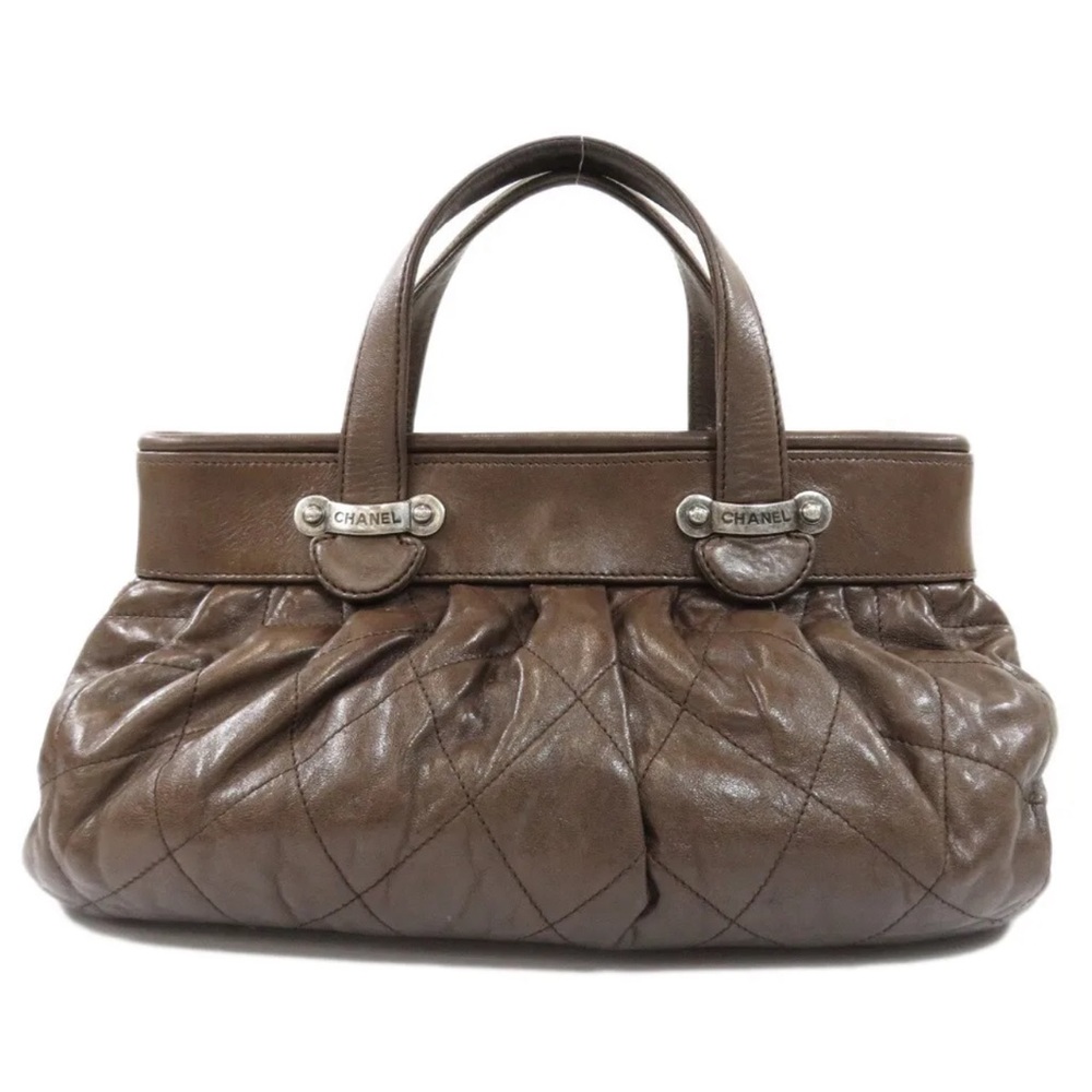 Authentic CHANEL Handbag Brown Matelasse